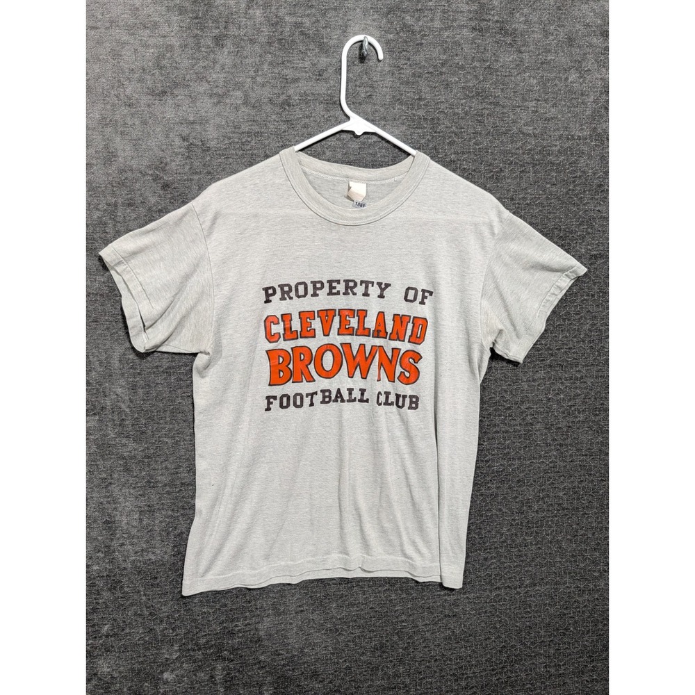 Vintage Cleveland Browns Football Club T-Shirt Gray Single Stitch NFL 1861